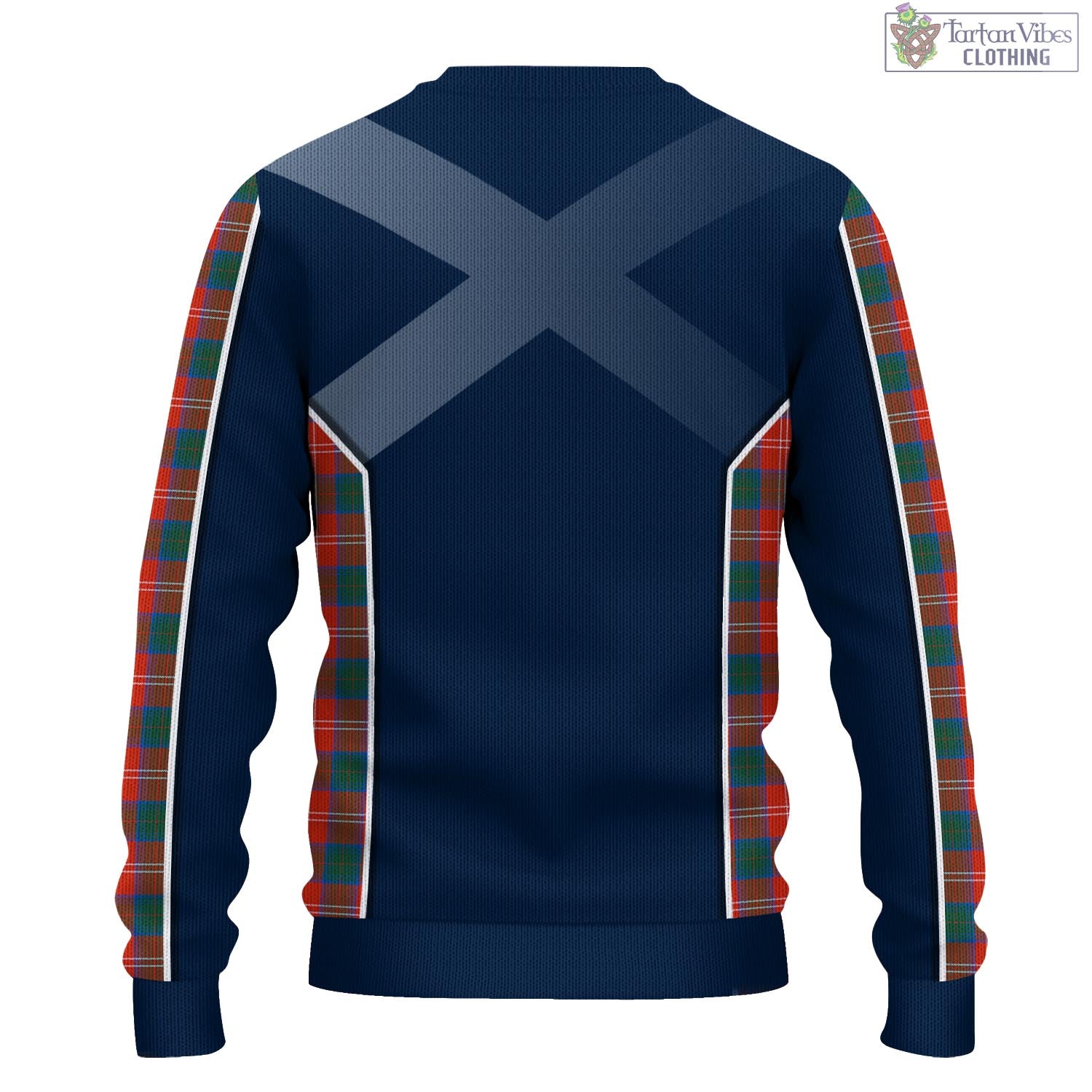 Tartan Vibes Clothing Chisholm Ancient Tartan Knitted Sweatshirt with Family Crest and Scottish Thistle Vibes Sport Style