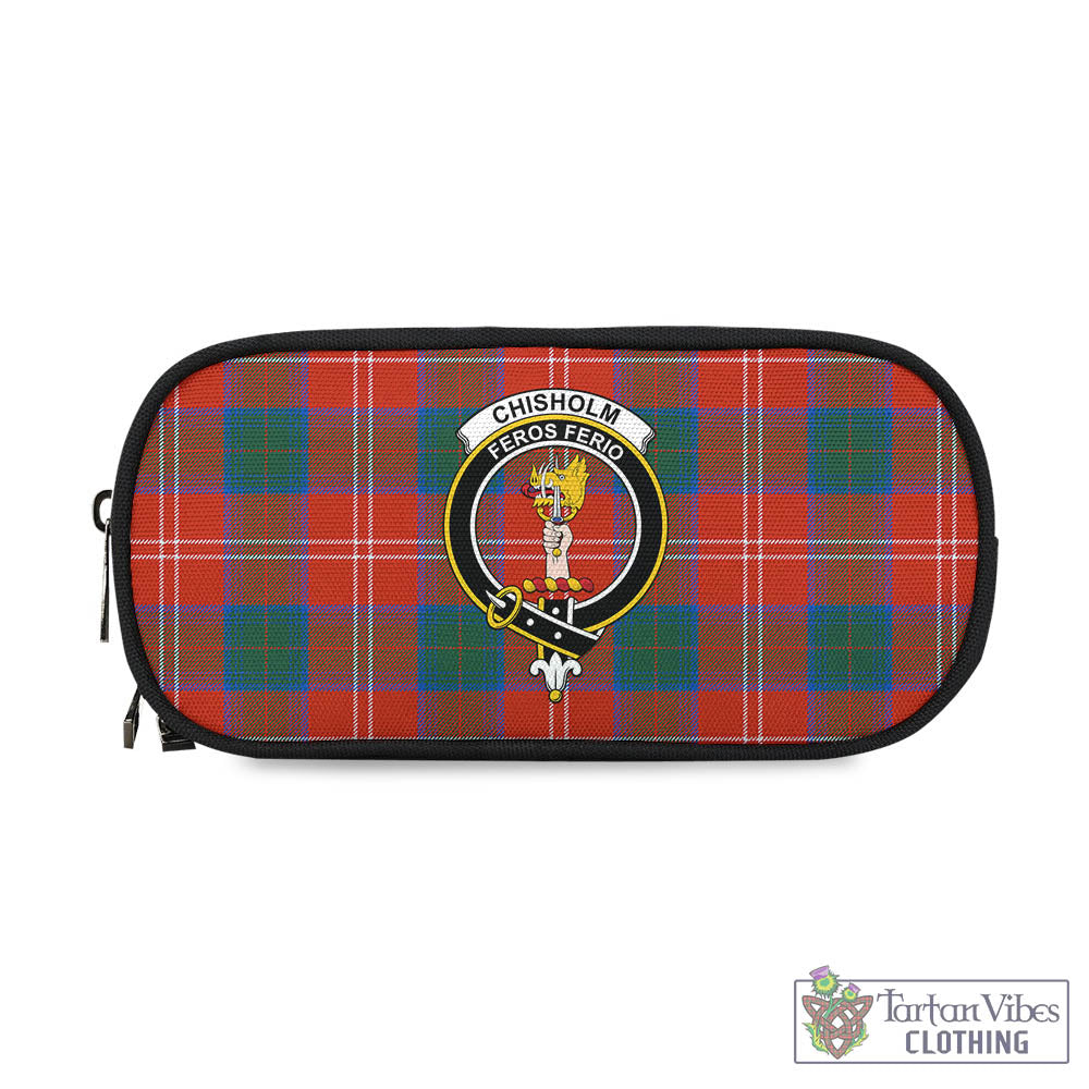 Tartan Vibes Clothing Chisholm Ancient Tartan Pen and Pencil Case with Family Crest