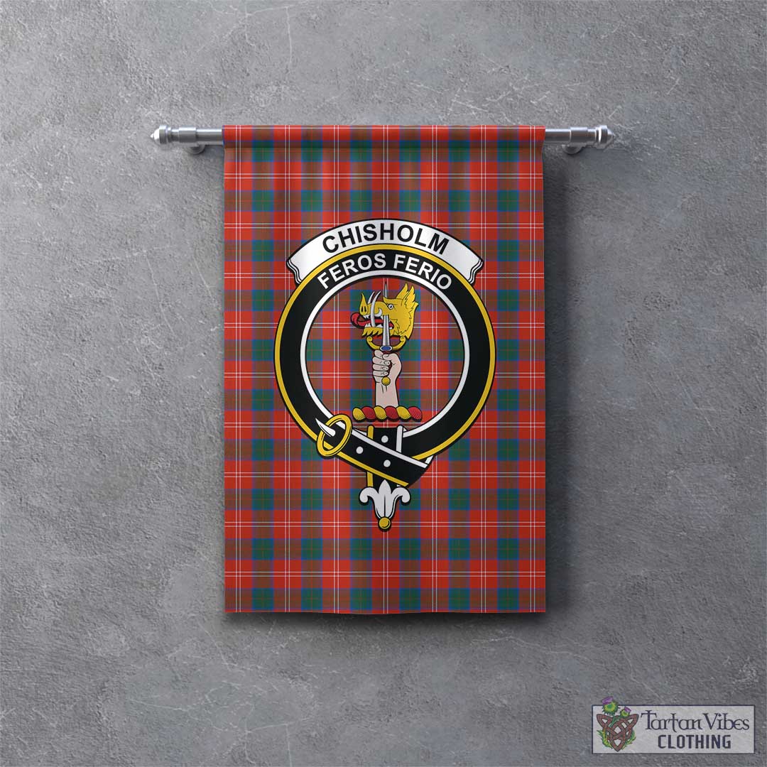 Tartan Vibes Clothing Chisholm Ancient Tartan Gonfalon, Tartan Banner with Family Crest