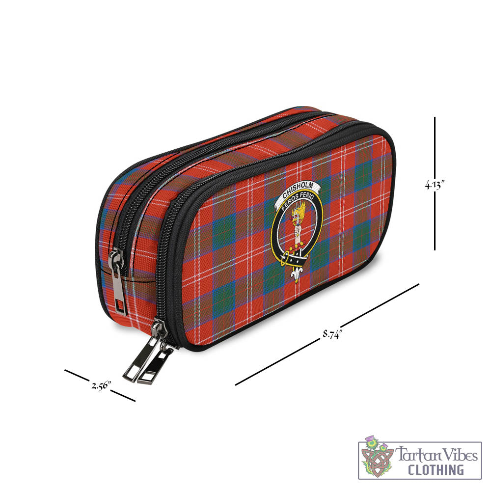 Tartan Vibes Clothing Chisholm Ancient Tartan Pen and Pencil Case with Family Crest