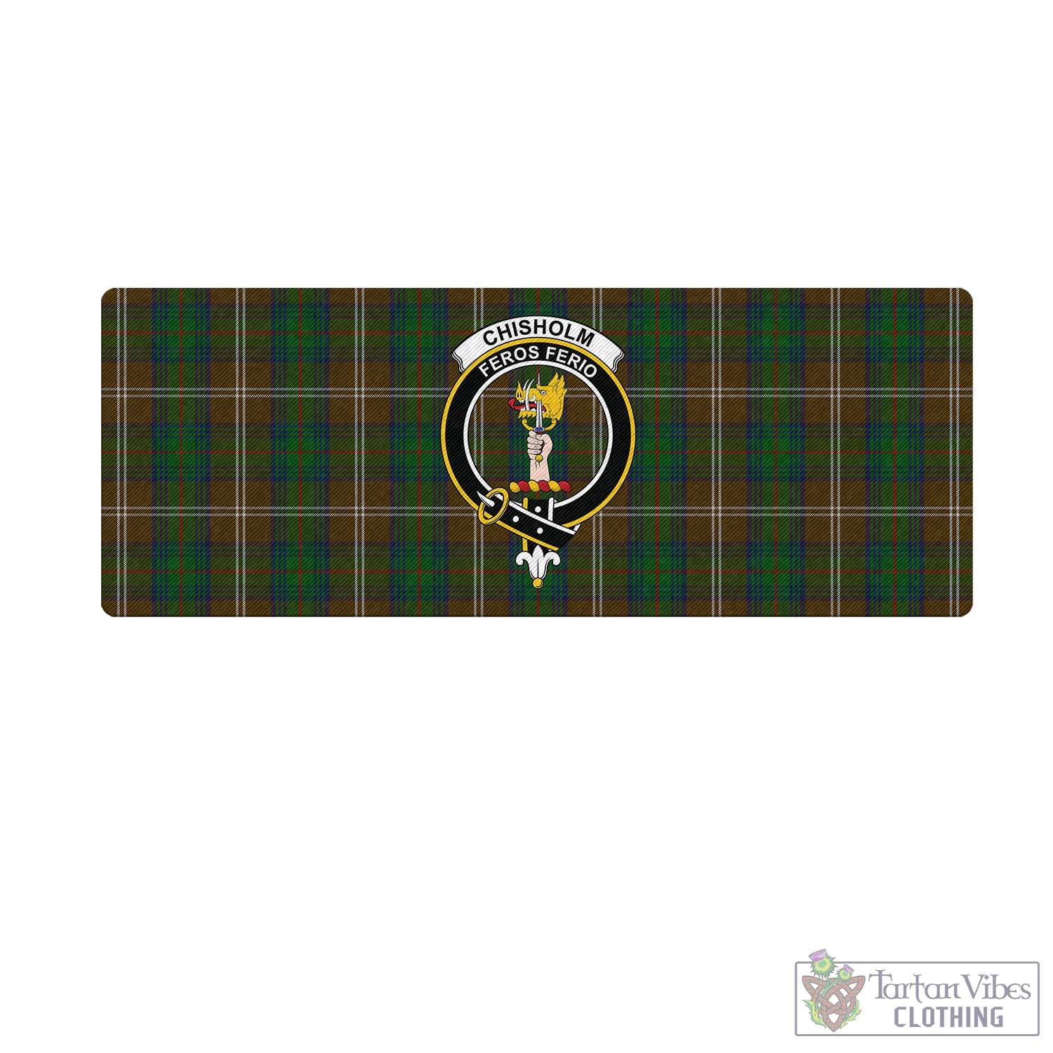 Tartan Vibes Clothing Chisholm Hunting Tartan Mouse Pad with Family Crest