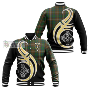 Chisholm Hunting Tartan Baseball Jacket with Family Crest and Celtic Symbol Style