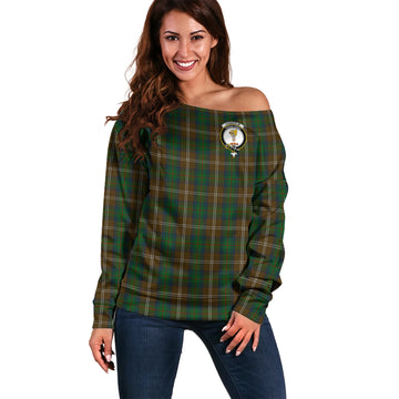 Chisholm Hunting Tartan Off Shoulder Women Sweater with Family Crest