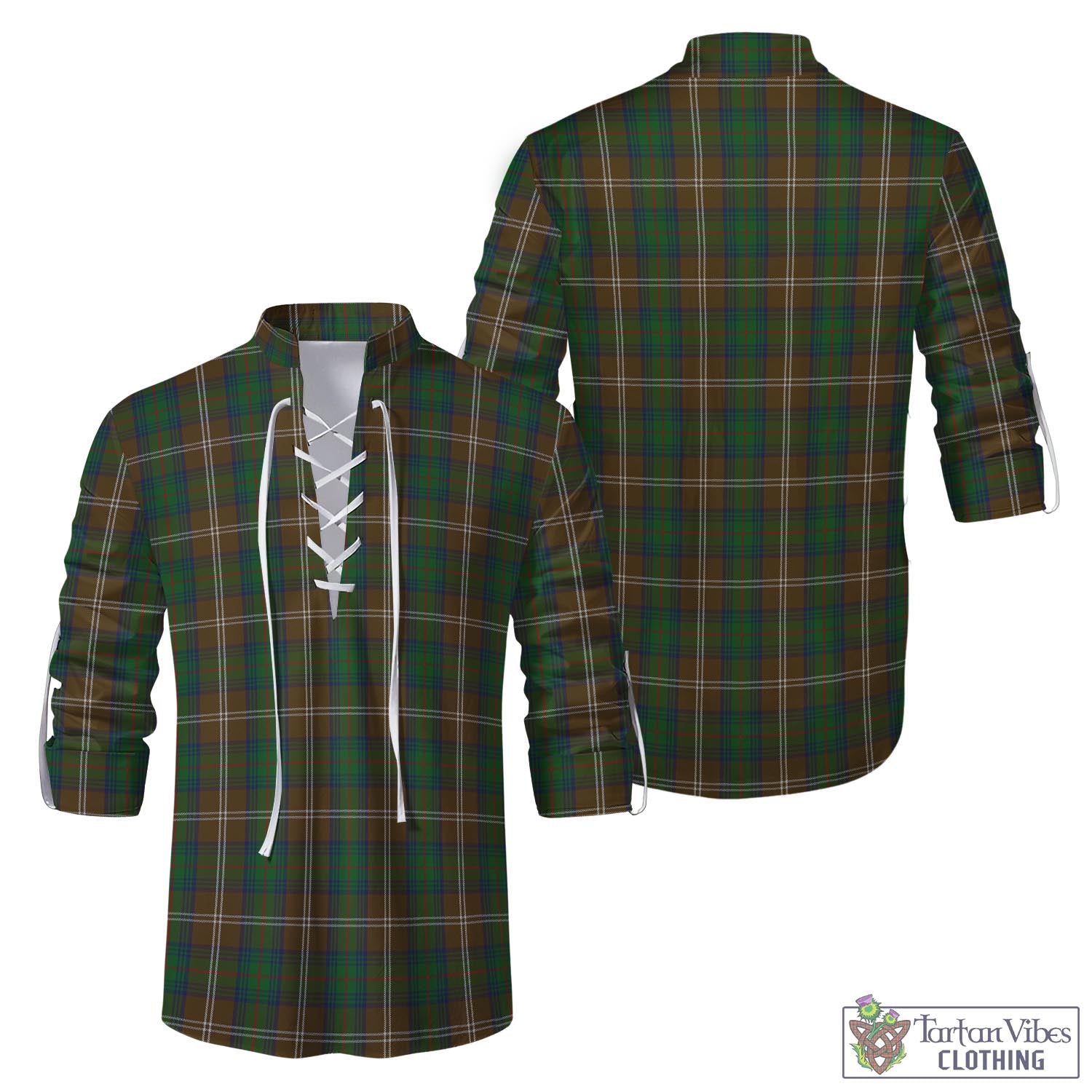 Tartan Vibes Clothing Chisholm Hunting Tartan Men's Scottish Traditional Jacobite Ghillie Kilt Shirt