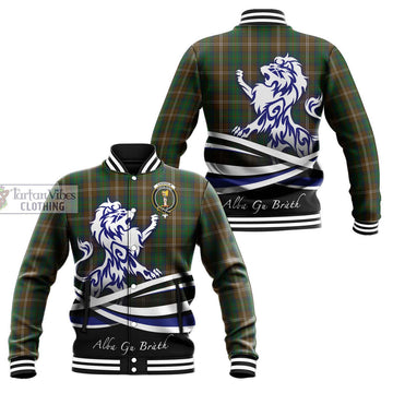 Chisholm Hunting Tartan Baseball Jacket with Alba Gu Brath Regal Lion Emblem