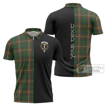 Chisholm Hunting Tartan Zipper Polo Shirt with Family Crest and Half Of Me Style