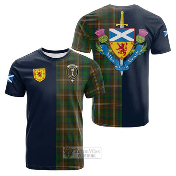 Chisholm Hunting Tartan Cotton T-shirt Alba with Scottish Lion Royal Arm Half Style