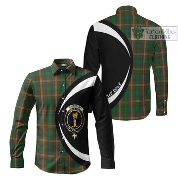 Chisholm Hunting Tartan Long Sleeve Button Up with Family Crest Circle Style