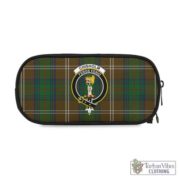 Chisholm Hunting Tartan Pen and Pencil Case with Family Crest