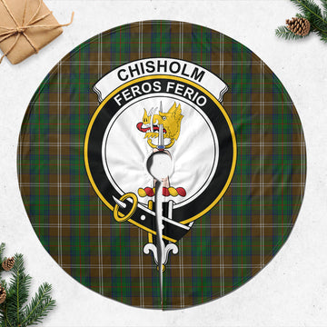 Chisholm Hunting Tartan Christmas Tree Skirt with Family Crest