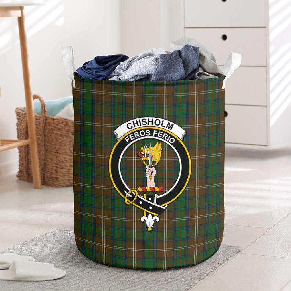 Chisholm Hunting Tartan Laundry Basket with Family Crest One Size - Tartanvibesclothing Shop