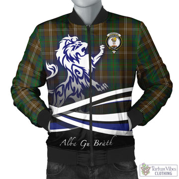 Chisholm Hunting Tartan Bomber Jacket with Alba Gu Brath Regal Lion Emblem