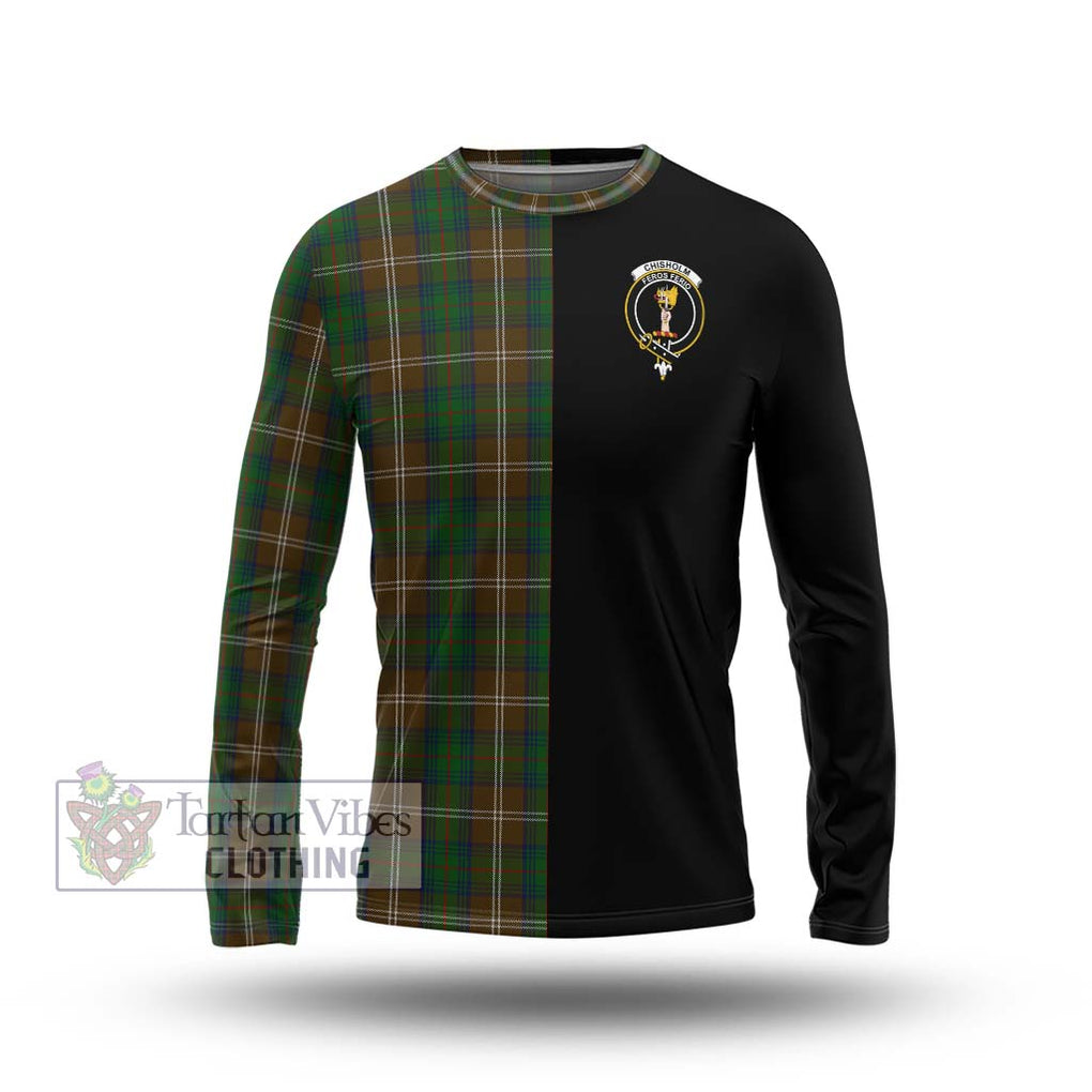 Chisholm Hunting Tartan Long Sleeve T-Shirt with Family Crest and Half Of Me Style Unisex - Tartanvibesclothing Shop