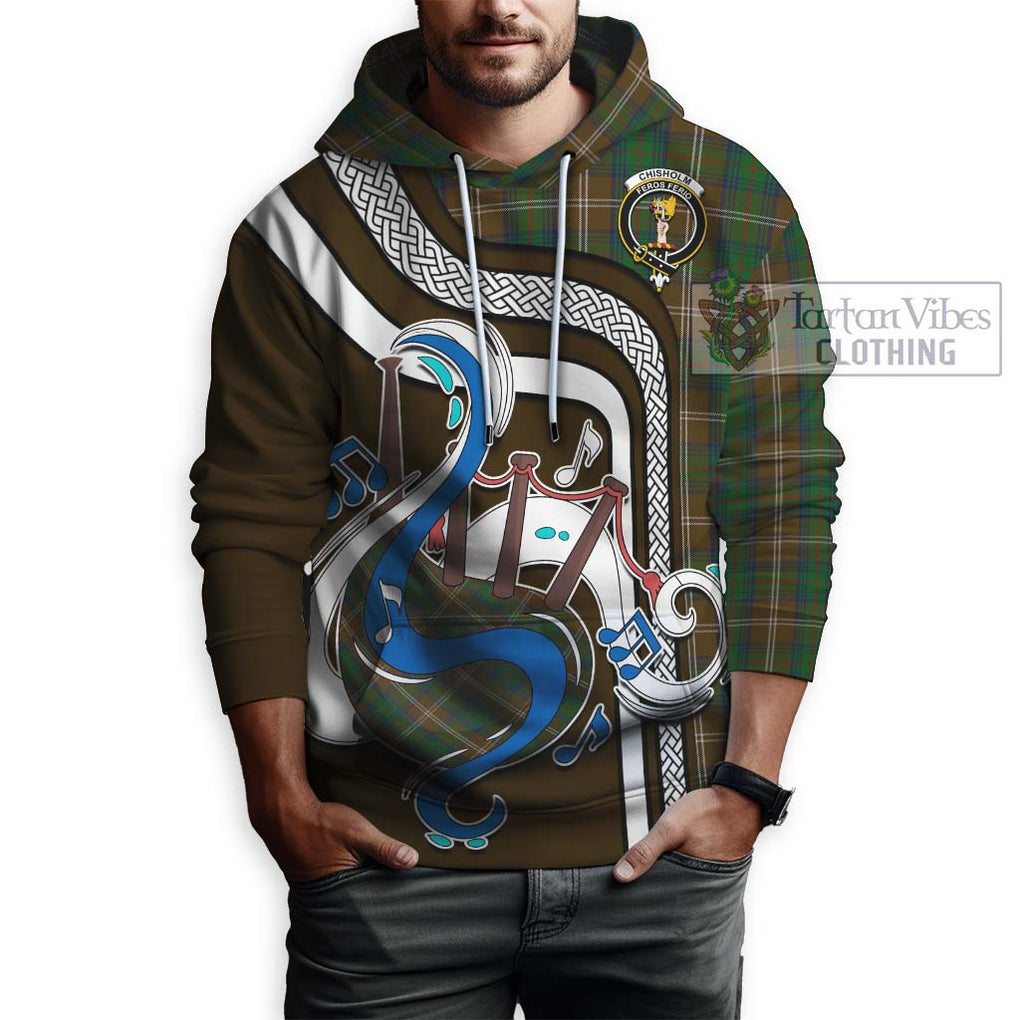 Chisholm Hunting Tartan Hoodie with Epic Bagpipe Style Zip Hoodie - Tartanvibesclothing Shop