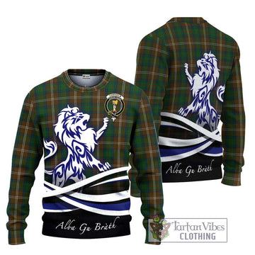 Chisholm Hunting Tartan Ugly Sweater with Alba Gu Brath Regal Lion Emblem