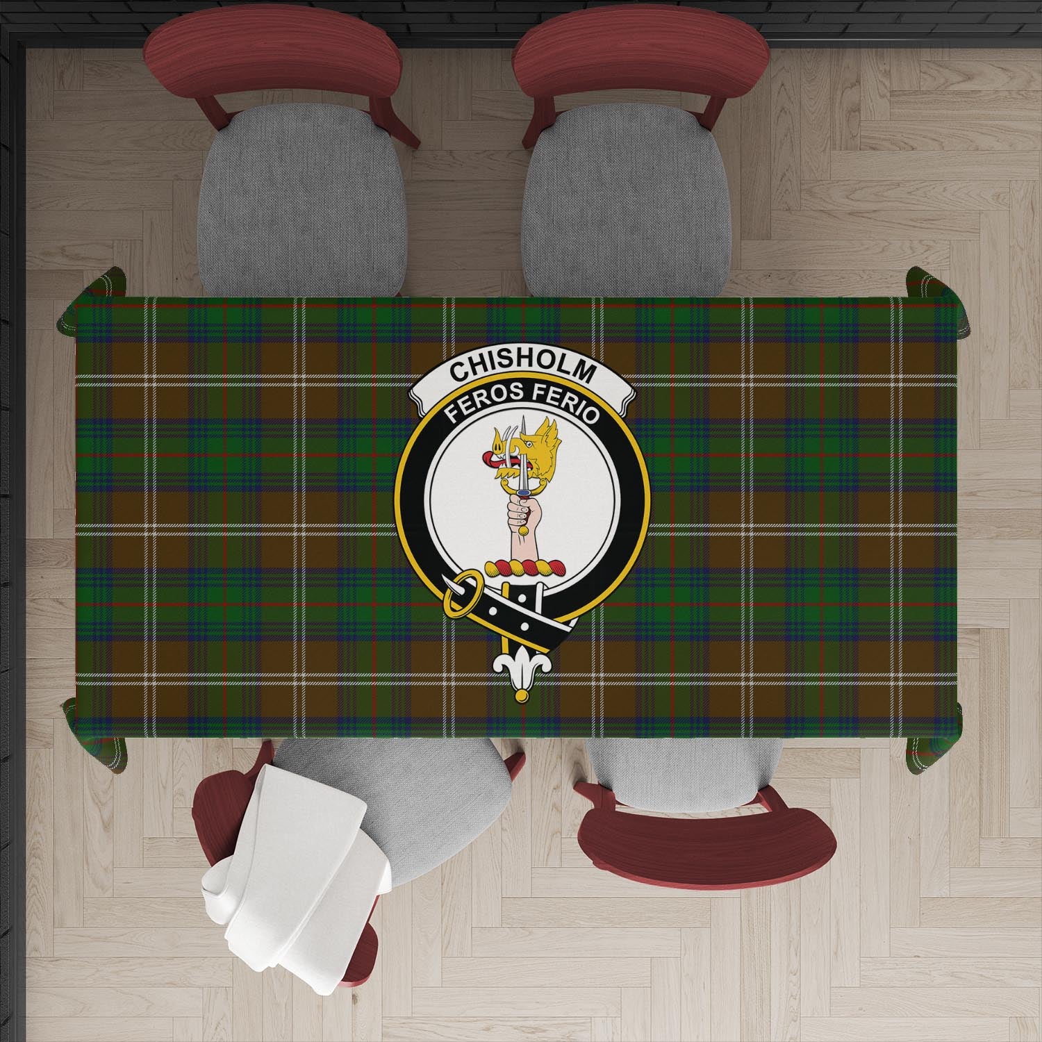 chisholm-hunting-tatan-tablecloth-with-family-crest