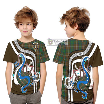 Chisholm Hunting Tartan Kid T-Shirt with Epic Bagpipe Style