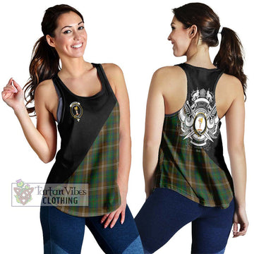 Chisholm Hunting Tartan Women's Racerback Tanks with Family Crest and Military Logo Style