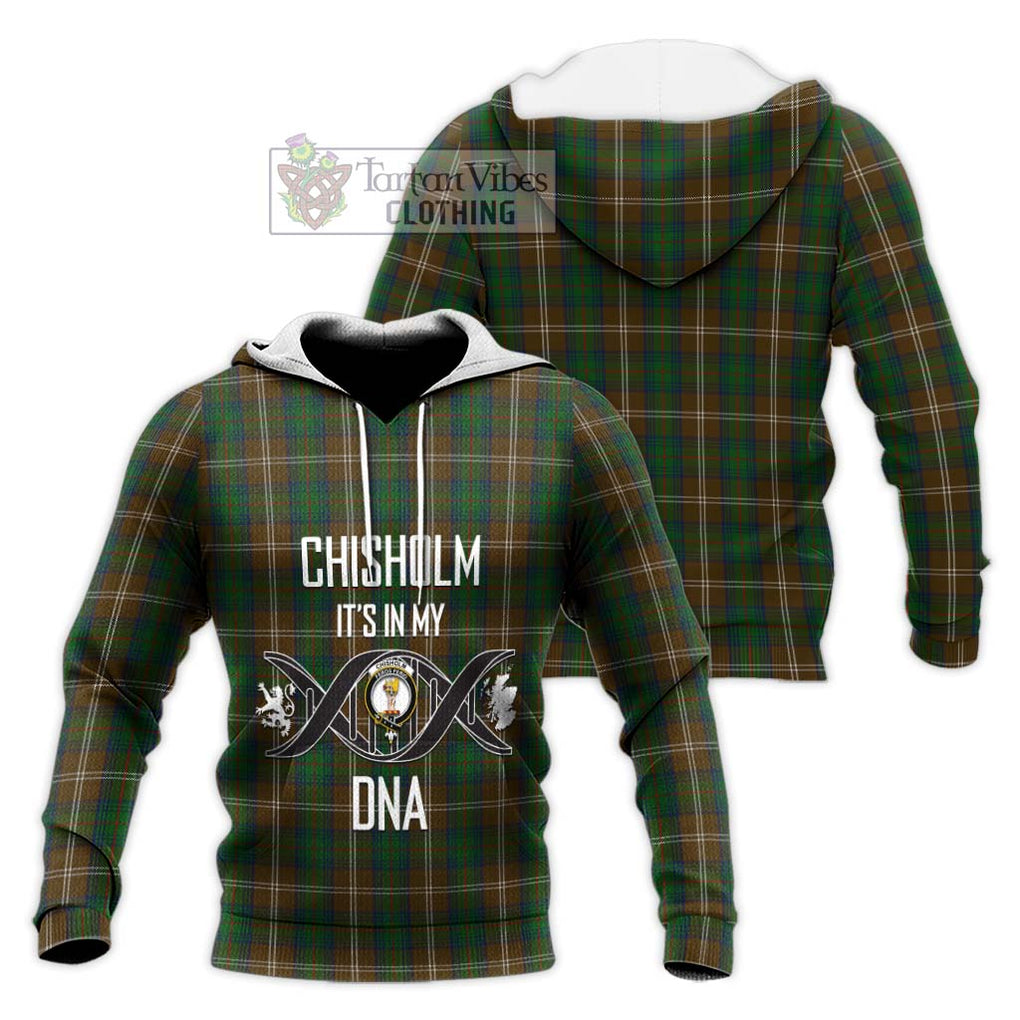 Chisholm Hunting Tartan Knitted Hoodie with Family Crest DNA In Me Style Unisex Knitted Pullover Hoodie - Tartanvibesclothing Shop