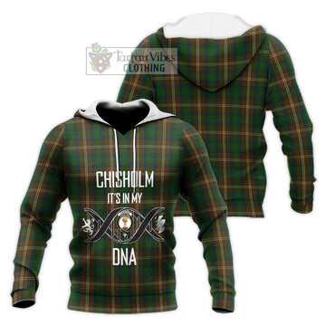 Chisholm Hunting Tartan Knitted Hoodie with Family Crest DNA In Me Style