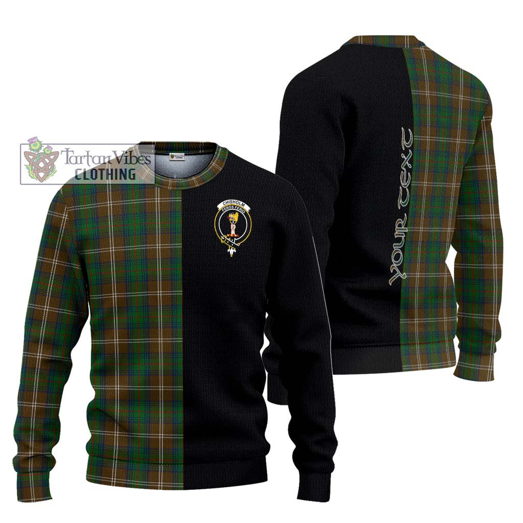 Chisholm Hunting Tartan Knitted Sweater with Family Crest and Half Of Me Style Unisex - Tartanvibesclothing Shop