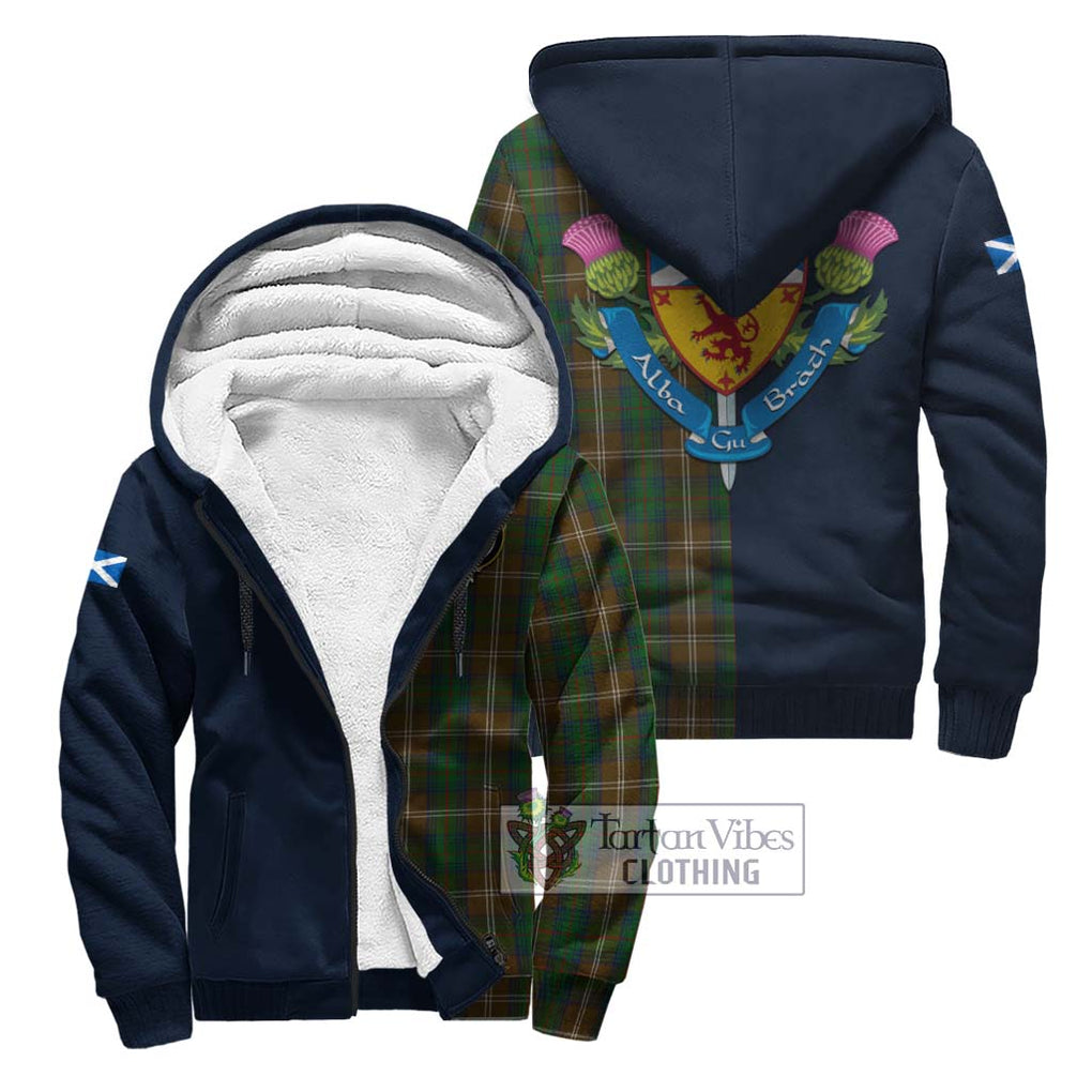 Tartan Vibes Clothing Chisholm Hunting Tartan Sherpa Hoodie with Scottish Lion Royal Arm Half Style