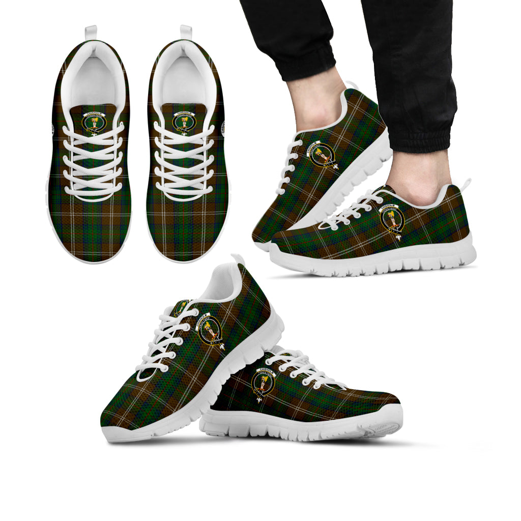 Chisholm Hunting Tartan Sneakers with Family Crest Kid's Sneakers - Tartan Vibes Clothing