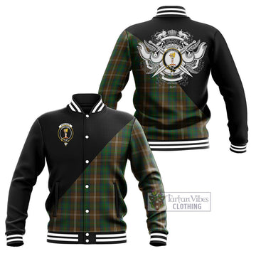 Chisholm Hunting Tartan Baseball Jacket with Family Crest and Military Logo Style