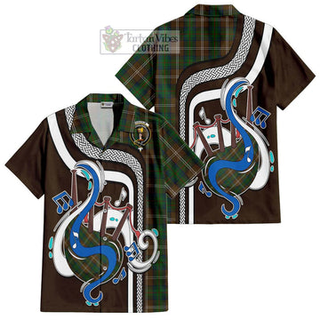 Chisholm Hunting Tartan Short Sleeve Button Shirt with Epic Bagpipe Style