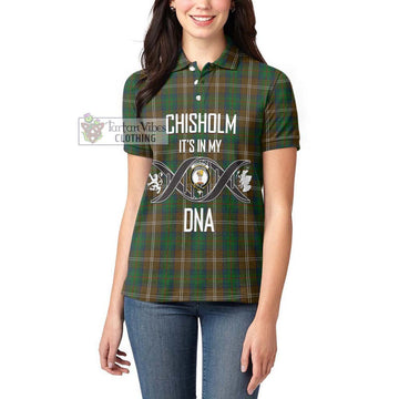 Chisholm Hunting Tartan Women's Polo Shirt with Family Crest DNA In Me Style