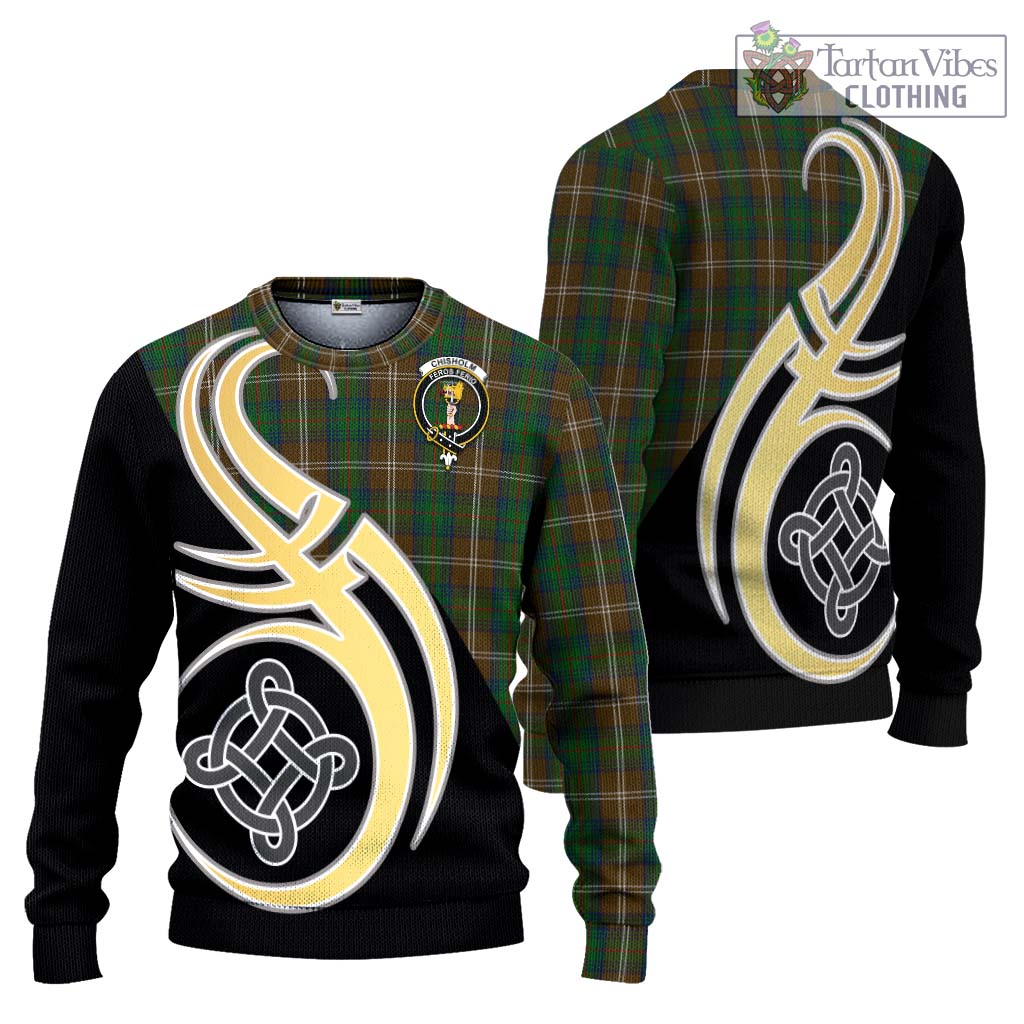 Chisholm Hunting Tartan Knitted Sweater with Family Crest and Celtic Symbol Style Unisex - Tartan Vibes Clothing