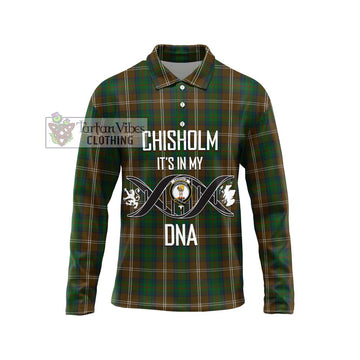 Chisholm Hunting Tartan Long Sleeve Polo Shirt with Family Crest DNA In Me Style