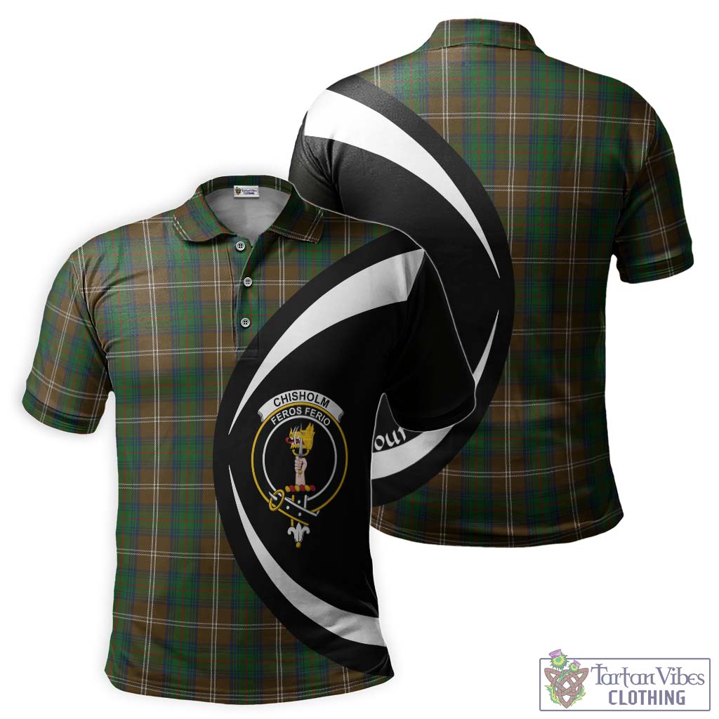 Chisholm Hunting Tartan Men's Polo Shirt with Family Crest Circle Style Kid - Tartan Vibes Clothing