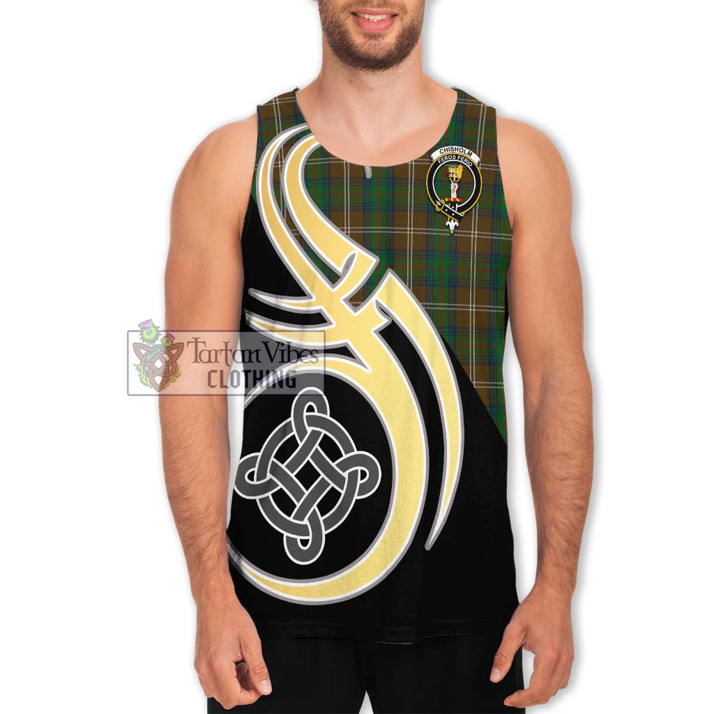 Chisholm Hunting Tartan Men's Tank Top with Family Crest and Celtic Symbol Style Men - Tartan Vibes Clothing