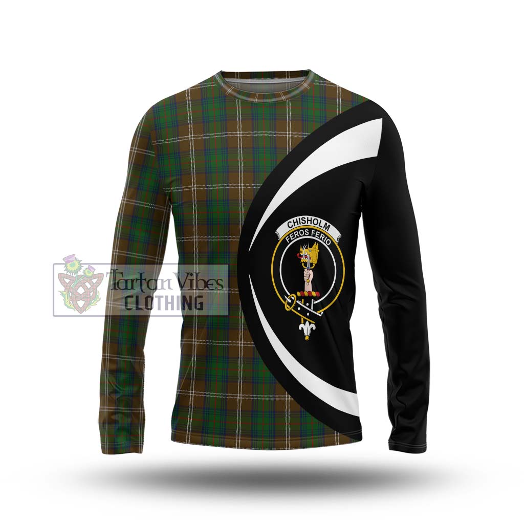 Chisholm Hunting Tartan Long Sleeve T-Shirt with Family Crest Circle Style Unisex - Tartan Vibes Clothing