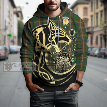 Chisholm Hunting Tartan Hoodie with Family Crest Celtic Wolf Style