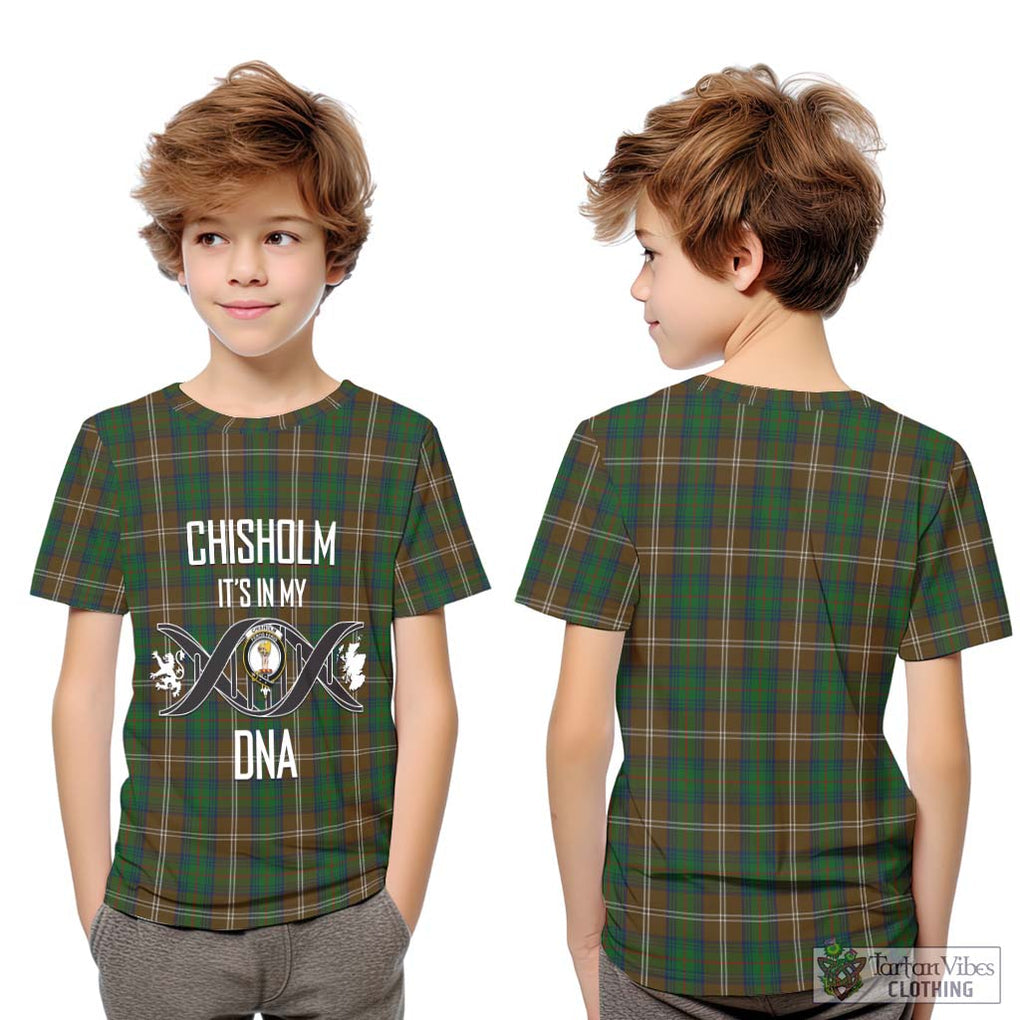 Chisholm Hunting Tartan Kid T-Shirt with Family Crest DNA In Me Style Youth XL Size14 - Tartanvibesclothing Shop