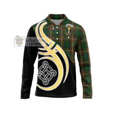 Chisholm Hunting Tartan Long Sleeve Polo Shirt with Family Crest and Celtic Symbol Style