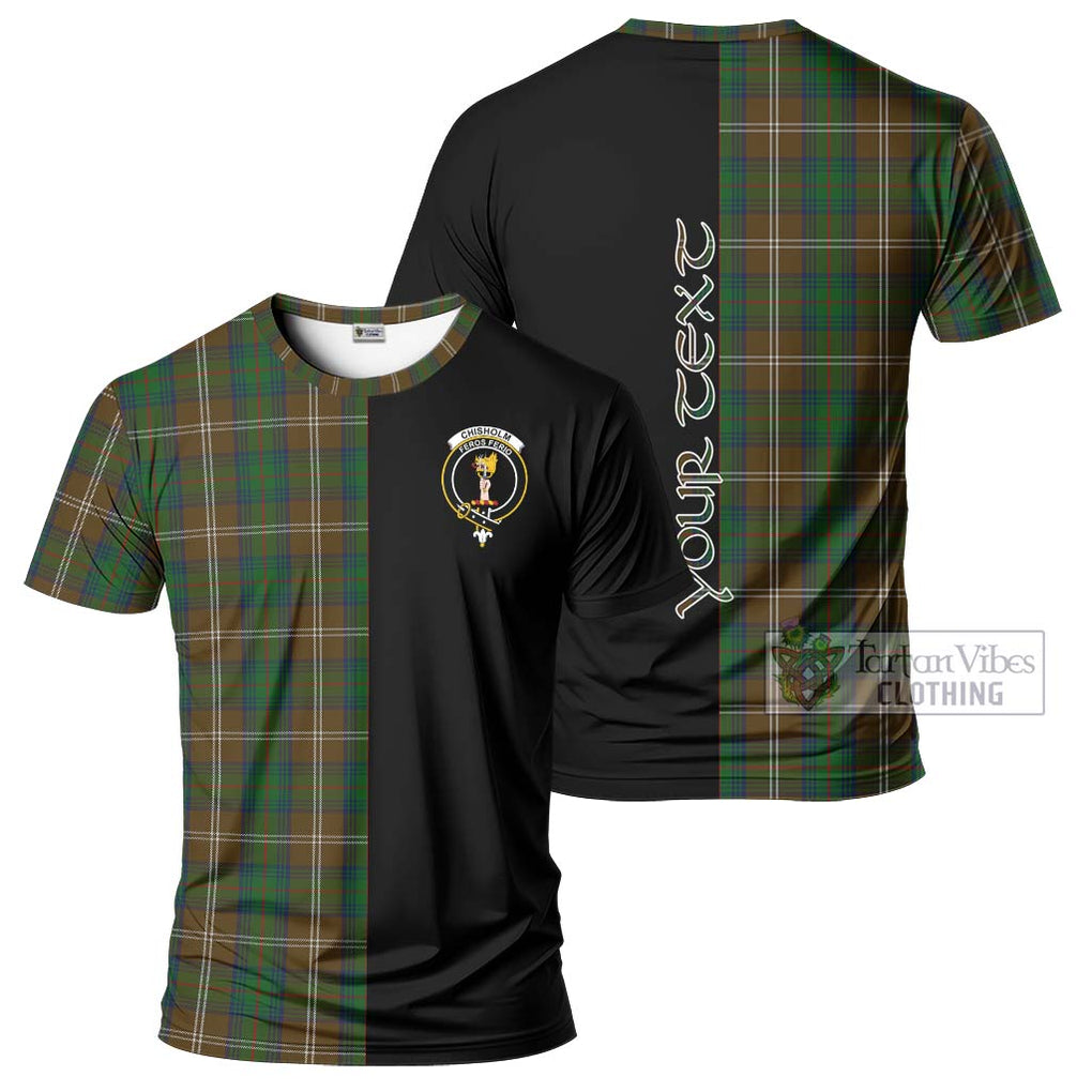 Chisholm Hunting Tartan T-Shirt with Family Crest and Half Of Me Style Kid's Shirt - Tartanvibesclothing Shop