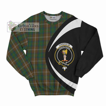 Chisholm Hunting Tartan Sweatshirt with Family Crest Circle Style