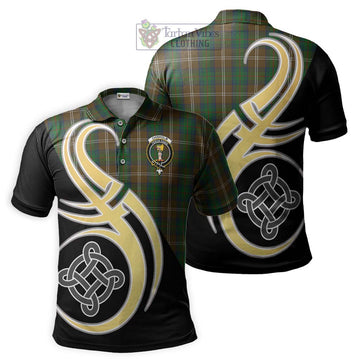 Chisholm Hunting Tartan Polo Shirt with Family Crest and Celtic Symbol Style