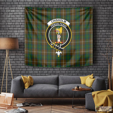 Chisholm Hunting Tartan Tapestry Wall Hanging and Home Decor for Room with Family Crest