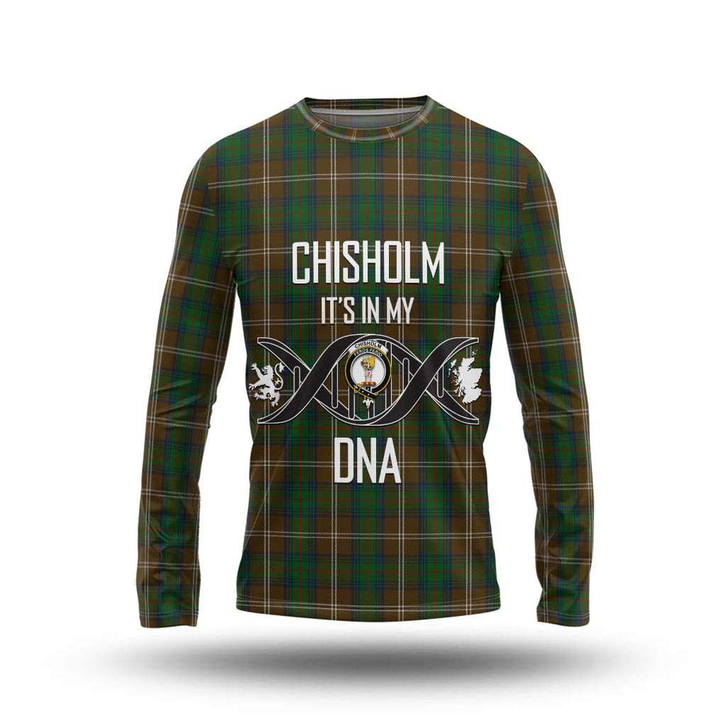 Chisholm Hunting Tartan Long Sleeve T-Shirt with Family Crest DNA In Me Style Unisex - Tartanvibesclothing Shop