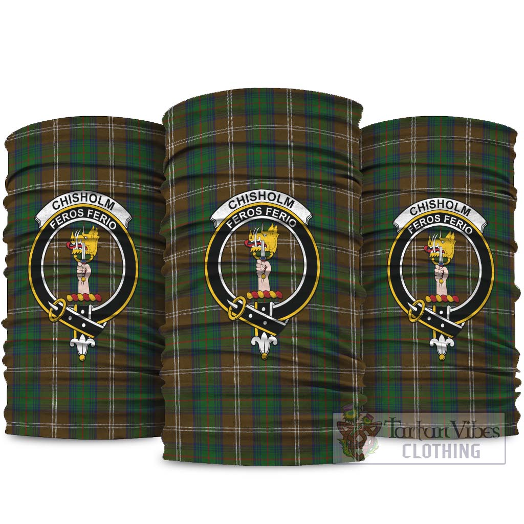 Chisholm Hunting Tartan Neck Gaiters, Tartan Bandanas, Tartan Head Band with Family Crest