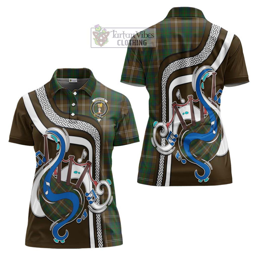 Chisholm Hunting Tartan Women's Polo Shirt with Epic Bagpipe Style Women - Tartanvibesclothing Shop