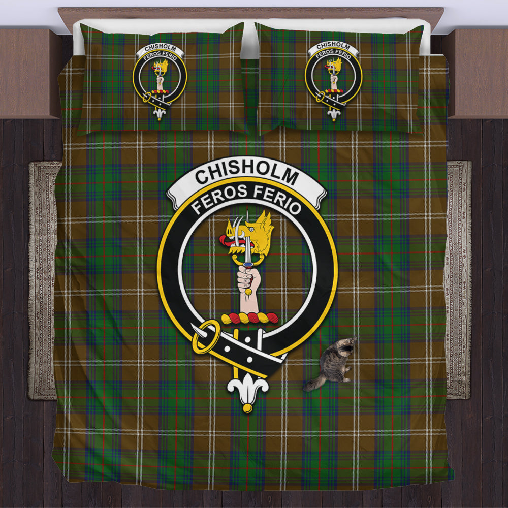 Chisholm Hunting Tartan Bedding Set with Family Crest US Bedding Set - Tartan Vibes Clothing