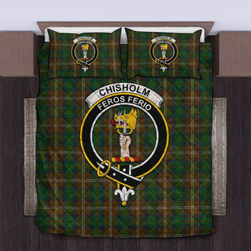 Chisholm Hunting Tartan Quilt Bed Set with Family Crest