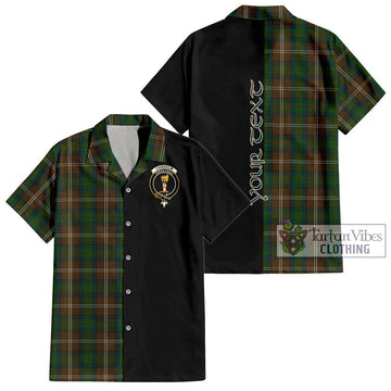 Chisholm Hunting Tartan Short Sleeve Button Shirt with Family Crest and Half Of Me Style