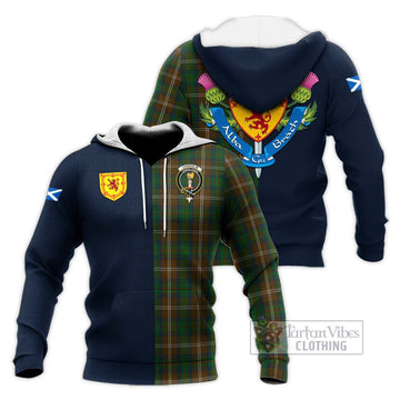 Chisholm Hunting Tartan Knitted Hoodie Alba with Scottish Lion Royal Arm Half Style