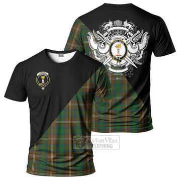 Chisholm Hunting Tartan T-Shirt with Family Crest and Military Logo Style